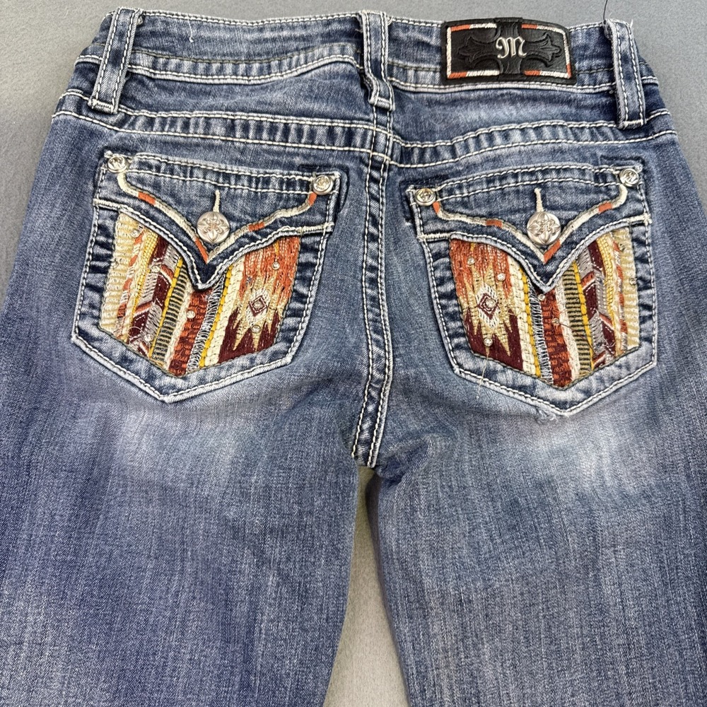 Miss Me JEANS WOMENS 26/31 Chloe Boot EMBELISH RHINETONES TRIBAL STUDDED WHISKER